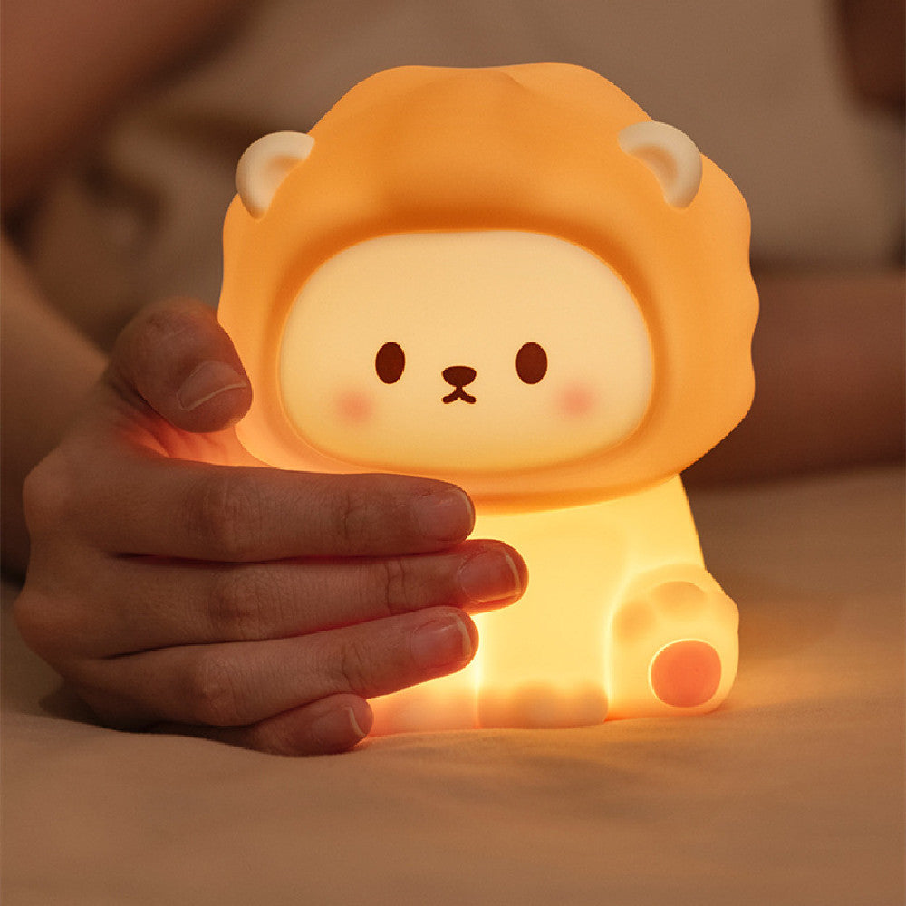 Cute Lion Night Light Rechargeable 3 Level Dimmable Silicone Sleeping Light Bedside Lamp Nursery Nightlights For Bedroom