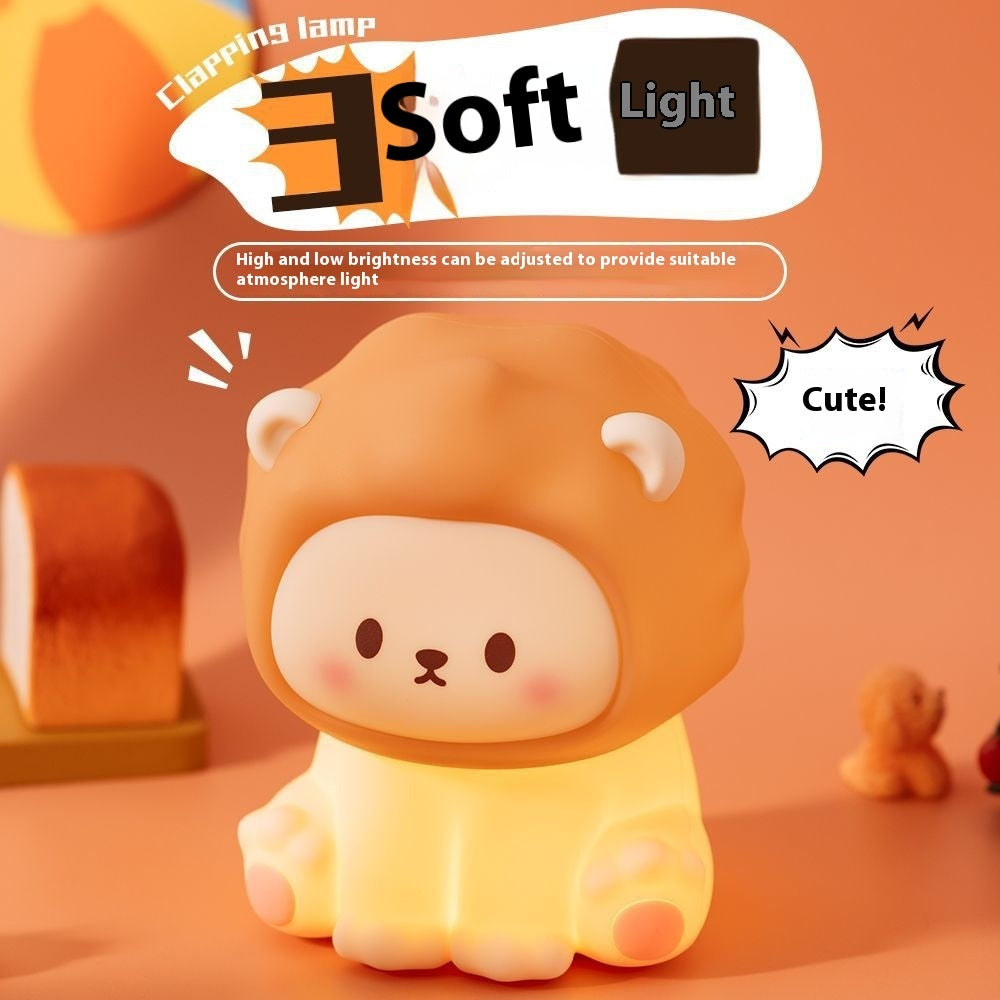 Cute Lion Night Light Rechargeable 3 Level Dimmable Silicone Sleeping Light Bedside Lamp Nursery Nightlights For Bedroom