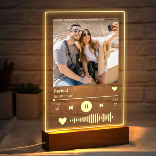 Personalised Acrylic Spotify Photo Plaque with LED light