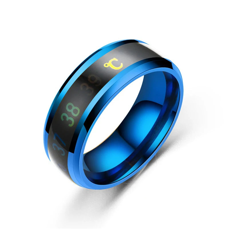 Smart Stainless Steel Multifunctional Ring for Couple Mood Feeling Intelligent Temperature Sensitive Rings Waterproof Jewelry