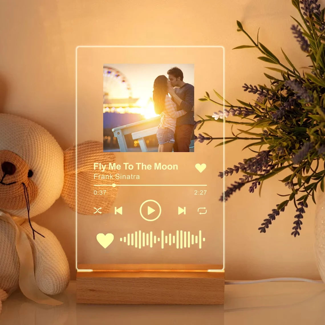 Personalised Acrylic Spotify Photo Plaque with LED light