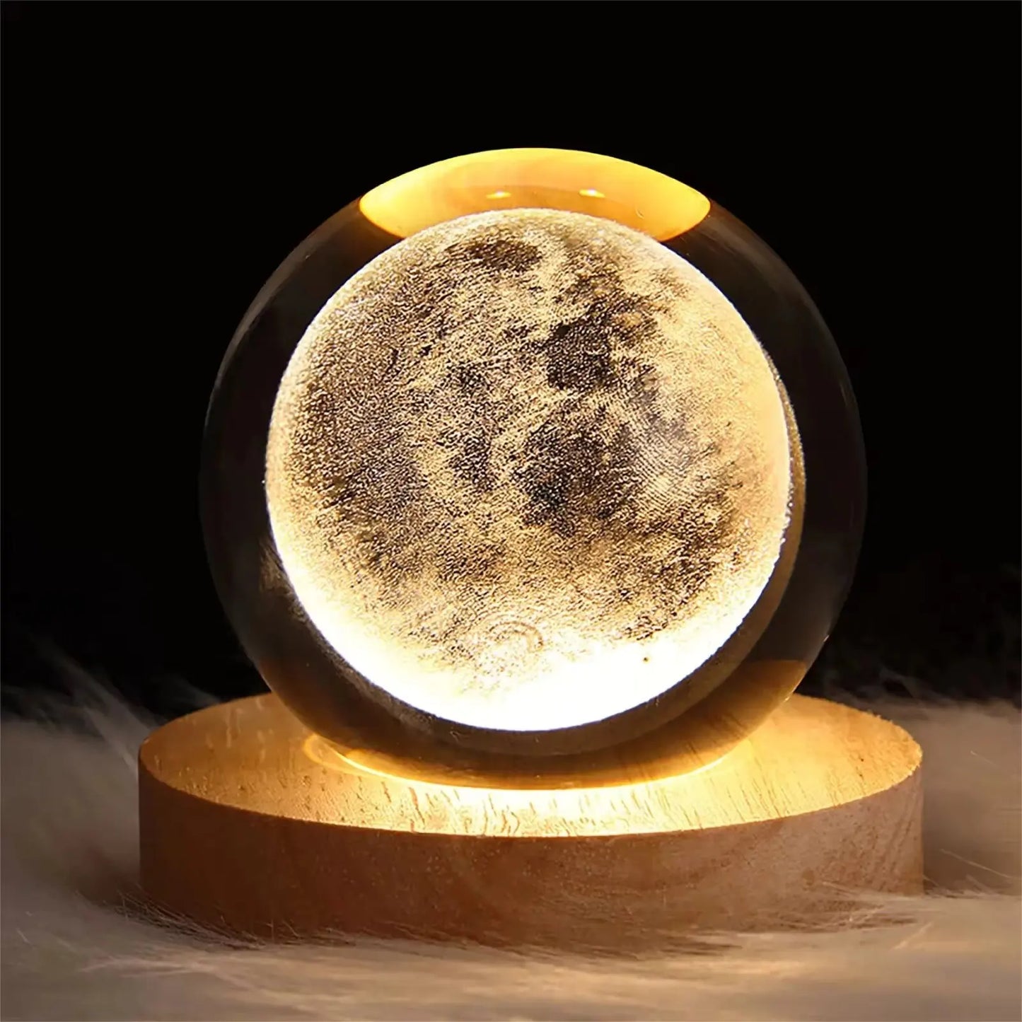 USB Night Light LED Crystal Ball Table Lamp 3D Moon Planet Galaxy Decor for Home Table Lamp Party Toys for Kids Adult Xmas Gift