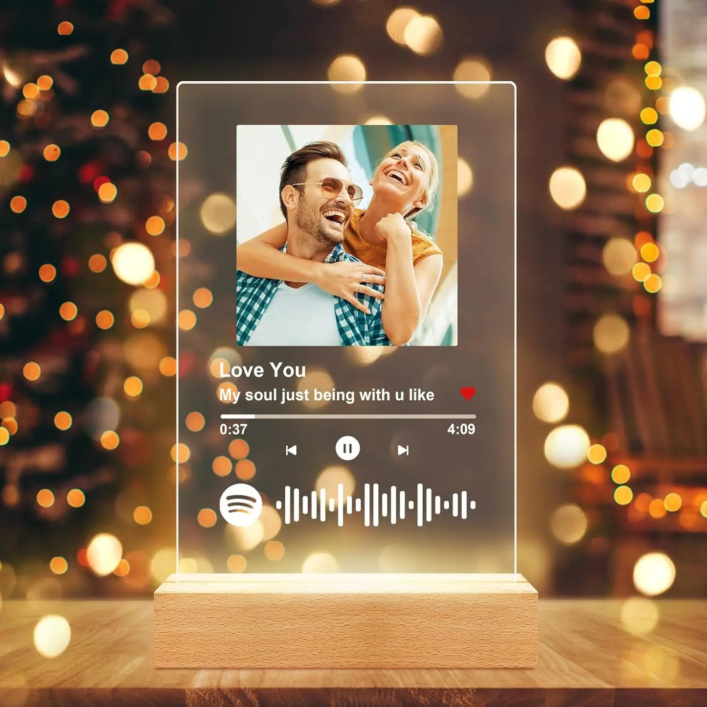 Personalised Acrylic Spotify Photo Plaque with LED light