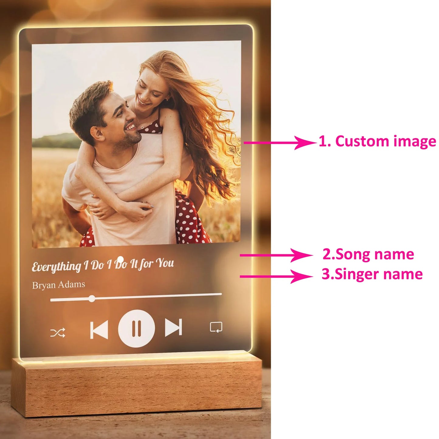 Personalised Acrylic Spotify Photo Plaque with LED light