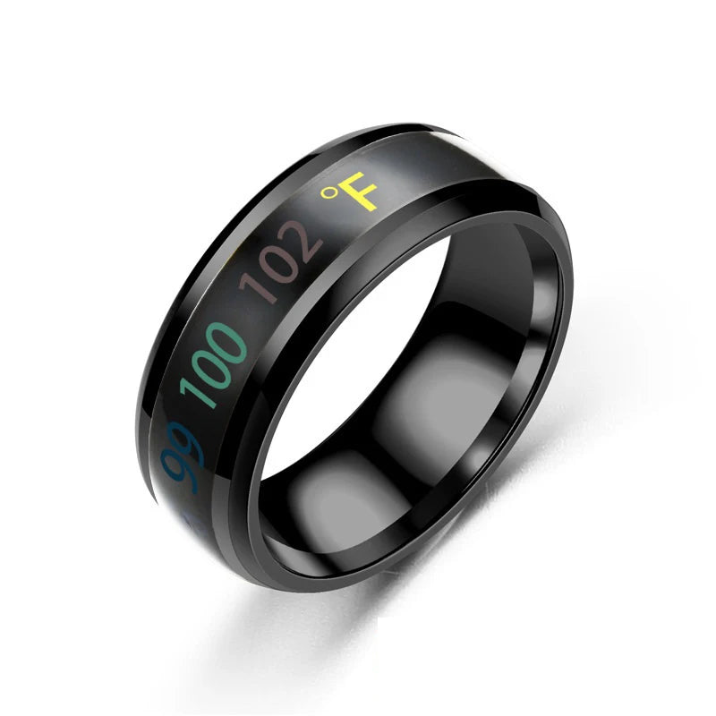 Smart Stainless Steel Multifunctional Ring for Couple Mood Feeling Intelligent Temperature Sensitive Rings Waterproof Jewelry