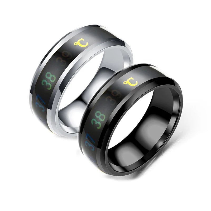 Smart Stainless Steel Multifunctional Ring for Couple Mood Feeling Intelligent Temperature Sensitive Rings Waterproof Jewelry